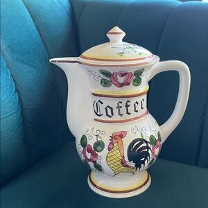Vintage Rooster and Roses Coffee pot 1950’s Japan